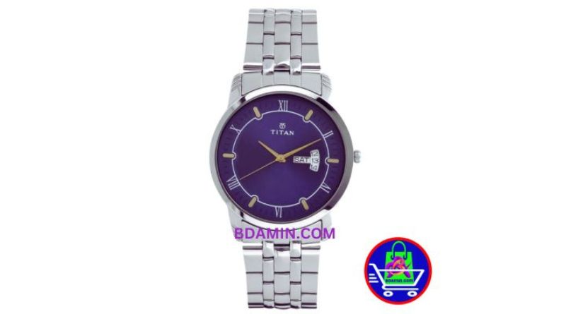 Titan (NS1774SM01) Analog with Day and Date Blue Dial Stainless Steel Strap watch for Men